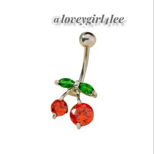 RHINESTONE CHERRY BELLY RING